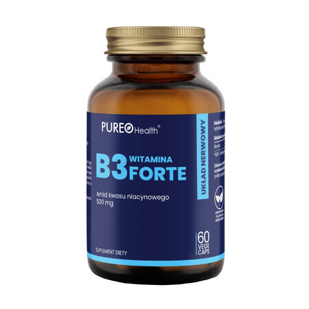 Pureo Health Vitamina B3 Forte, niacină 500 mg, 60 capsule vegetale