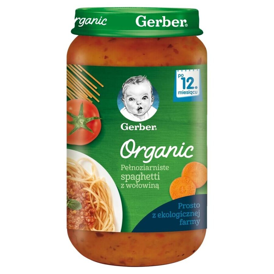 Gerber Organic Lunch, spaghetti aux grains entiers avec du bœuf, après 12 mois, 250 g