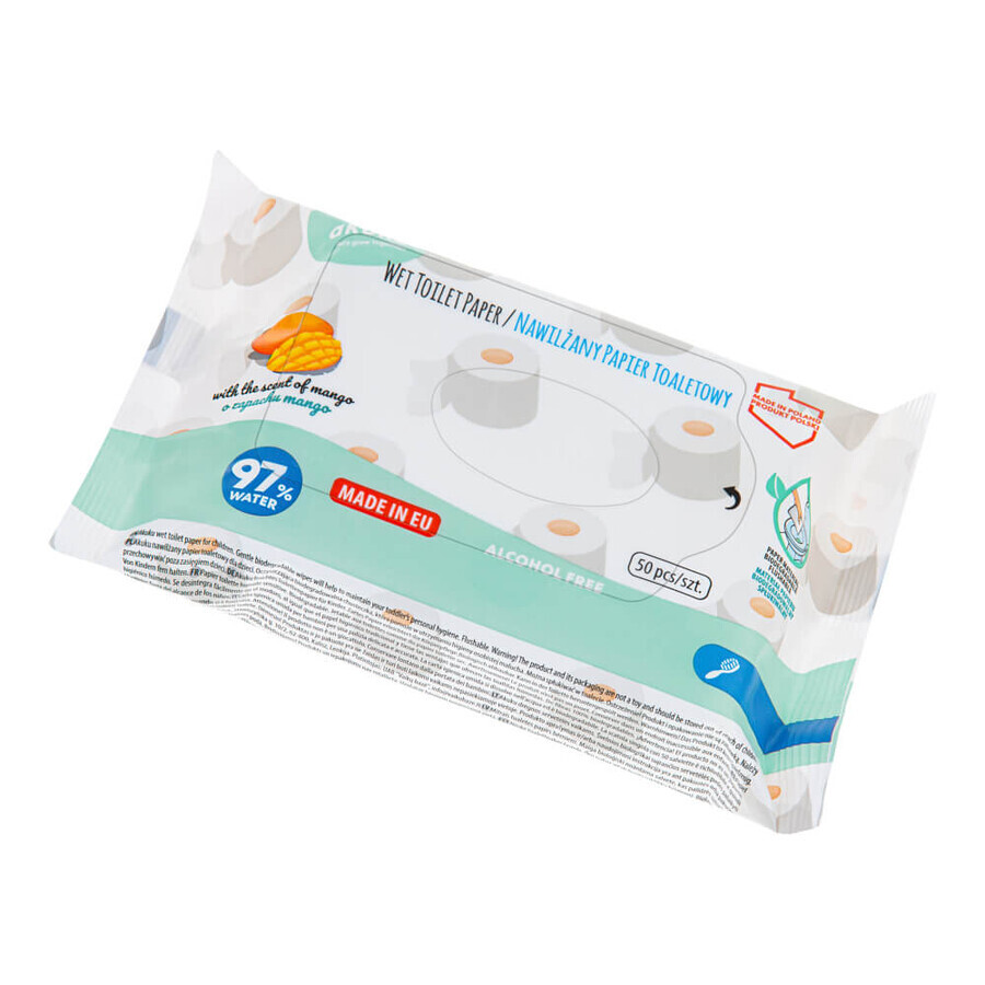 AKUKU, papier hygiénique humidifié, mangue, 50 pièces