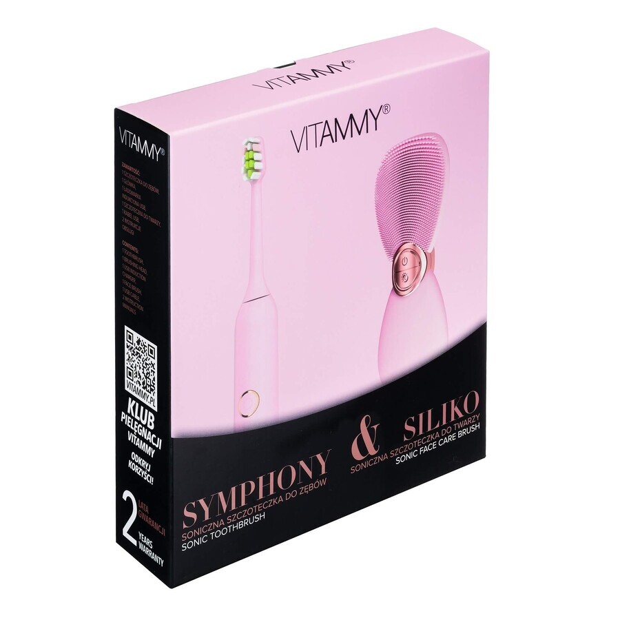 Vitammy Symphony &amp; Siliko Set, Schallzahnbürste + Gesichtsbürste, rosa