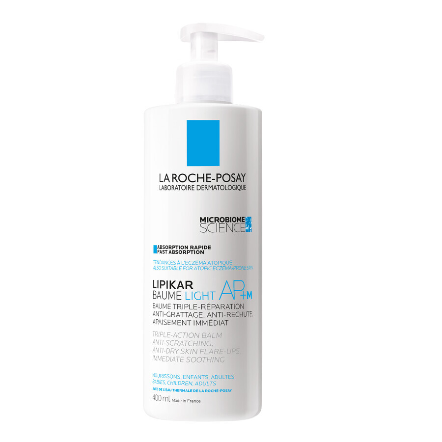 La Roche-Posay Lipikar Baume Light AP+M, lait corporel léger, peaux sensibles, sèches, sujettes à l'atopie, 400 ml