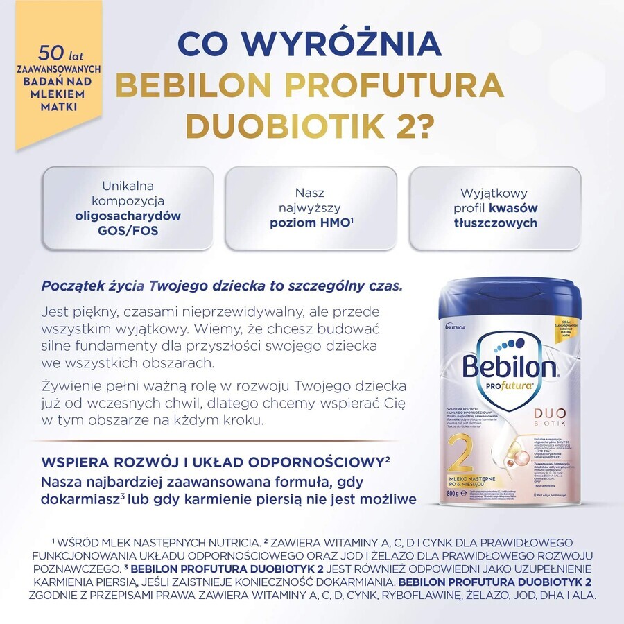 Bebilon Profutura DuoBiotik 2, leche de seguimiento, después de 6 meses, 800 g