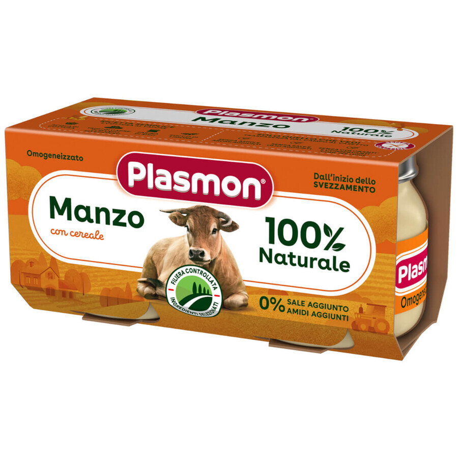 Plasmon, repas au bœuf, pour les bébés de plus de 4 mois, 2 x 80 g