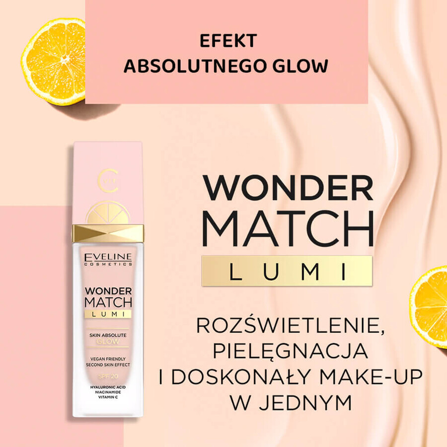 Eveline Cosmetics Wonder Match Lumi, illuminating foundation, SPF 20, no. 05, light neutral, 30 ml