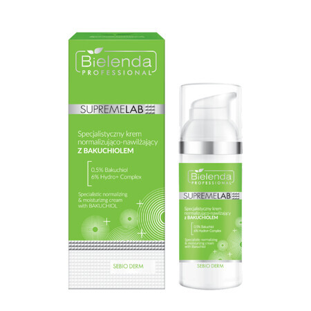 Bielenda Professional SupremeLAB Sebio Derm, crème spécialisée normalisante et hydratante au bacchio, 50 ml