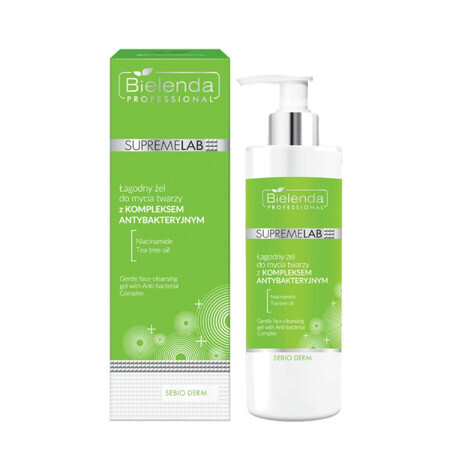 Bielenda Professional SupremeLAB Sebio Derm, gel nettoyant doux pour le visage avec complexe antibactérien, 200 g