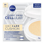 Nivea Cellular Expert Finish 3-in-1 Care Cushion, anti-wrinkle cream-primer in a cushion, 01 light, SPF 15, 15 g