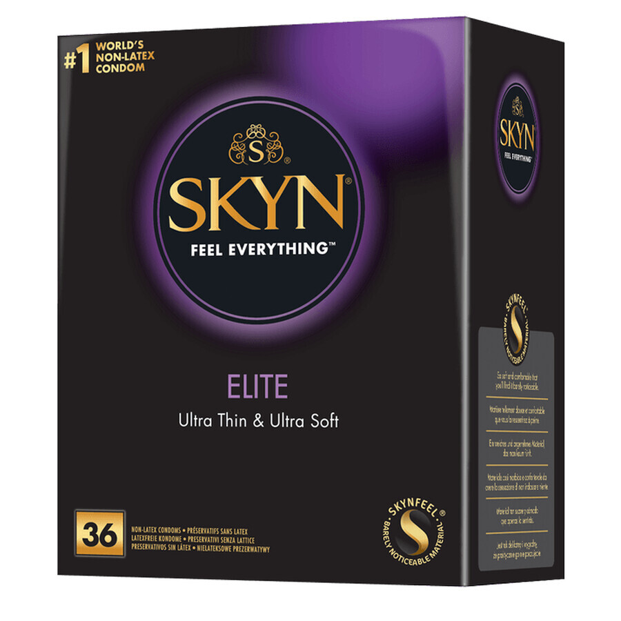 Unimil Skyn Elite, prezervative fără latex, ultra-subțiri, 36 bucăți