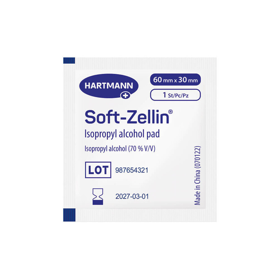 Soft-Zellin, compresse imbibée d'alcool, 6 cm x 3 cm, 100 pièces