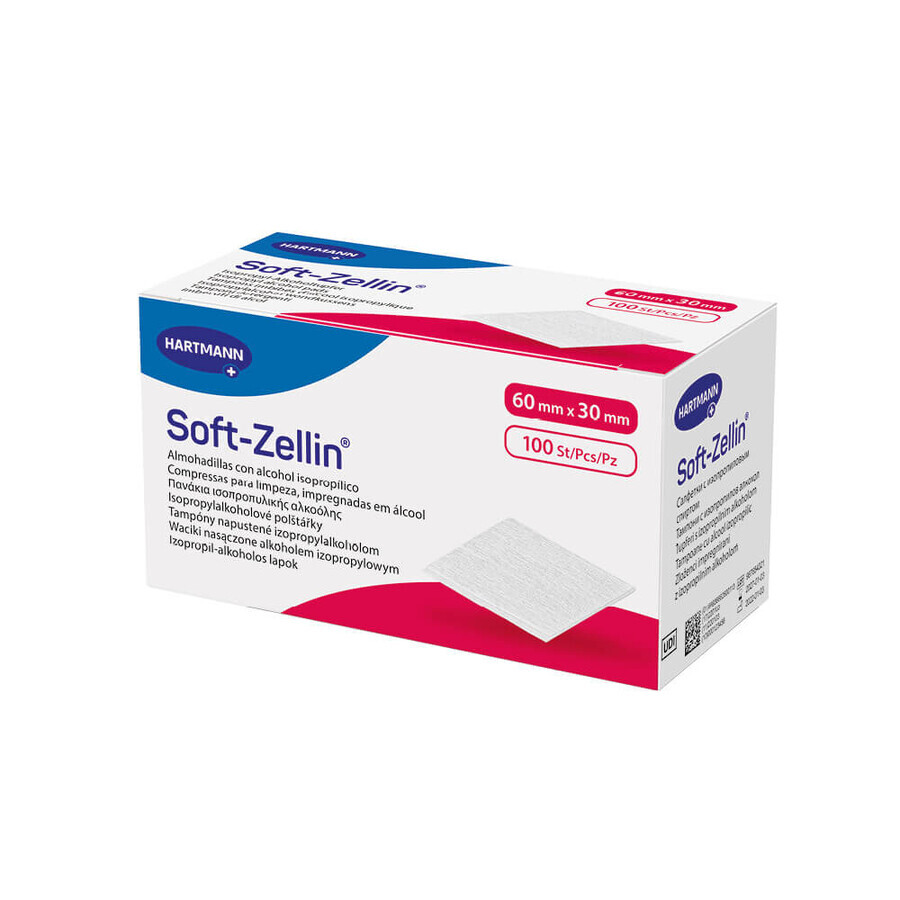 Soft-Zellin, compresse imbibée d'alcool, 6 cm x 3 cm, 100 pièces