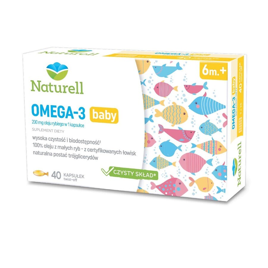 Naturell Omega-3 Baby, pour les nourrissons de plus de 6 mois, 40 capsules détachables