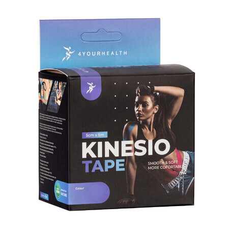 4yourhealth Kinesio Tape, bande kinésiologique, rose, 5 cm x 5 m