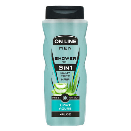 On Line Men, gel douche pour hommes 3in1, Light Azure, 410 ml