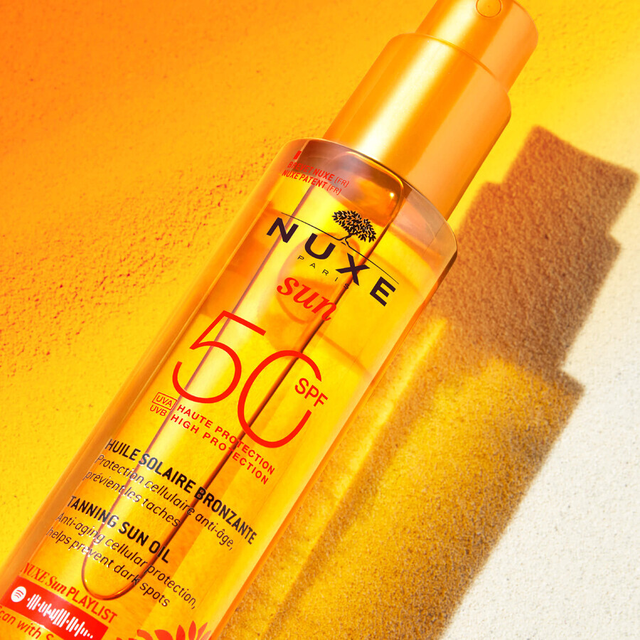 Nuxe Sun, huile de bronzage pour le visage et le corps, SPF 50, 150 ml