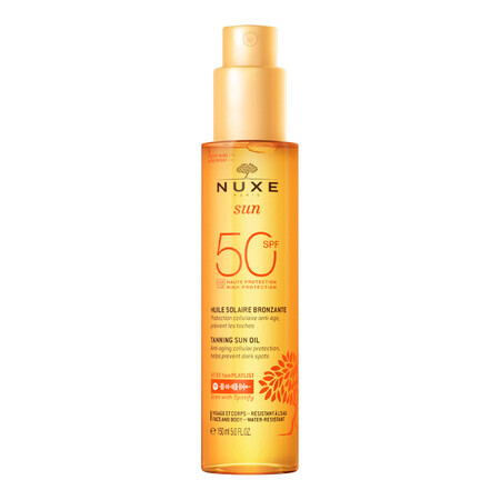 Nuxe Sun, huile de bronzage pour le visage et le corps, SPF 50, 150 ml