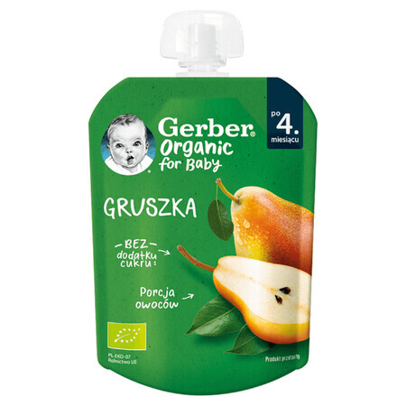 Gerber Organic dessert in tube, pear, after 4 months, 80 g