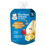 Gerber Dessert in a tube, pears, bananas, raspberries with muesli, after 6 months, 80 g