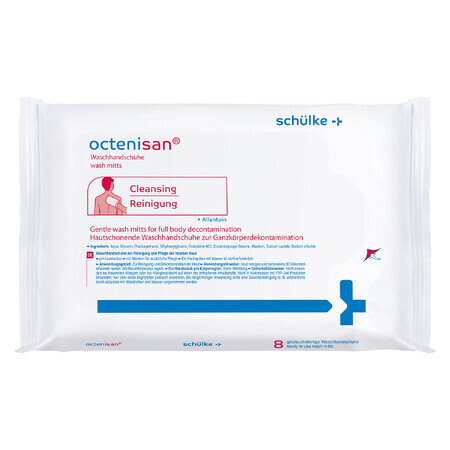 Octenisan Wash Mitts, gloves for waterless washing and skin care, 8 pieces