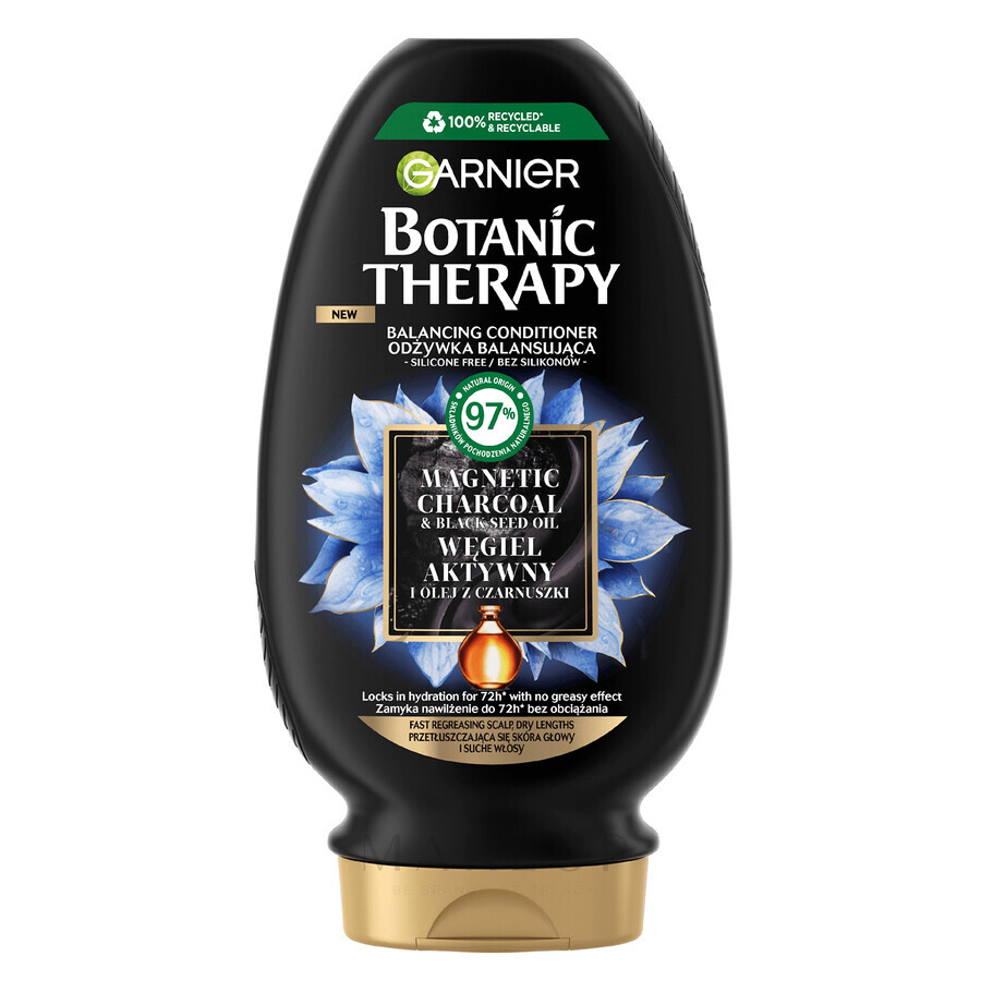 Garnier Botanic Therapy, balsam de echilibrare pentru păr uscat și scalp gras, cărbune activ, 200 ml