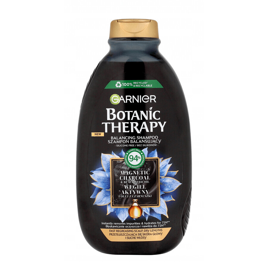 Garnier Botanic Therapy, shampoo equilibrante per capelli secchi e cuoio capelluto grasso, al carbone attivo, 400 ml