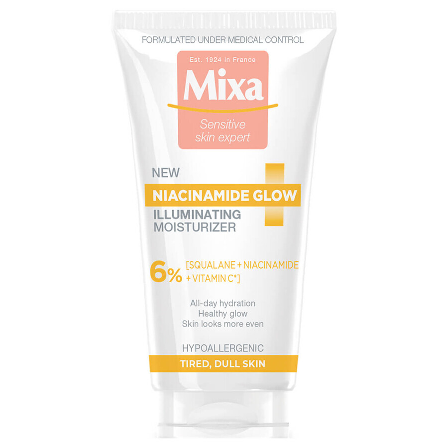 Mixa Niacinamide Glow, crème hydratante illuminante, peaux ternes et fatiguées, 50 ml