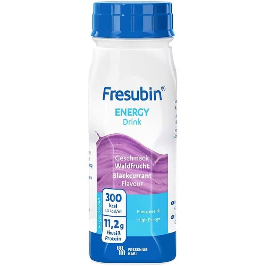 Fresubin Energy Drink, préparation nutritionnelle, arôme de cassis, 4 x 200 ml