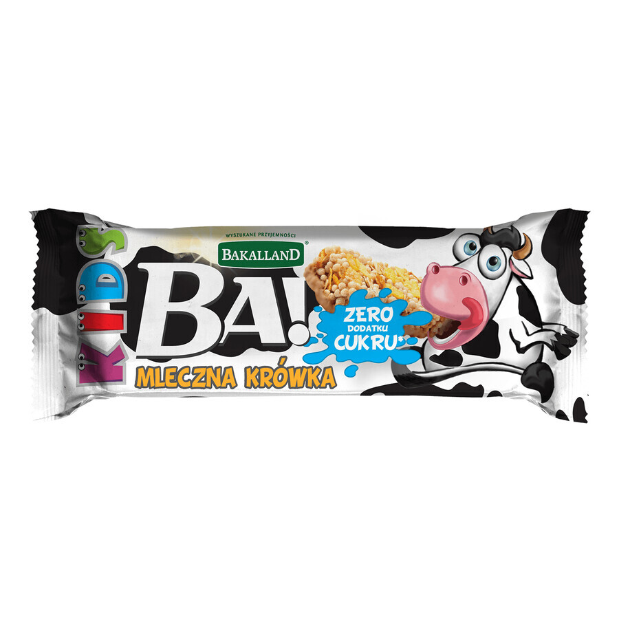 Bakalland BA ! Kids Cereal bar, Milk fudge, sans sucre ajouté, 25 g