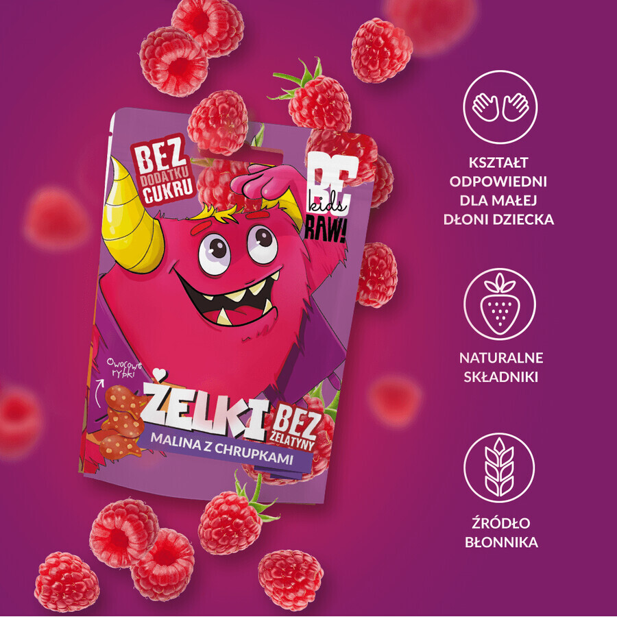 BeRAW ! Kids, bonbons gélifiés, framboise avec chips, sans sucre ajouté, 35 g