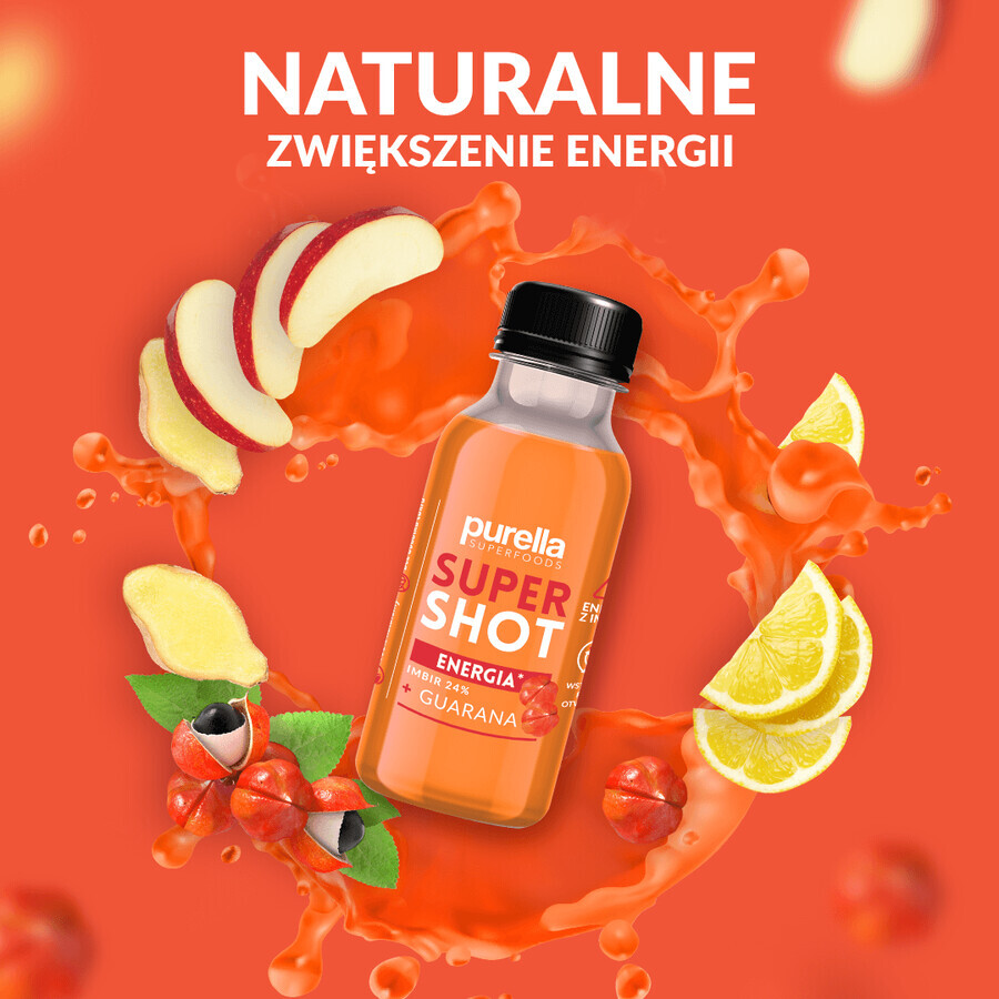 Purella Superfoods SuperShot Energy, boisson plate, gingembre + guarana, 100 ml