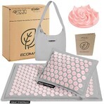 4Fizjo Ecomat, estera de acupresión con cáscaras de trigo sarraceno y coco, gris y rosa