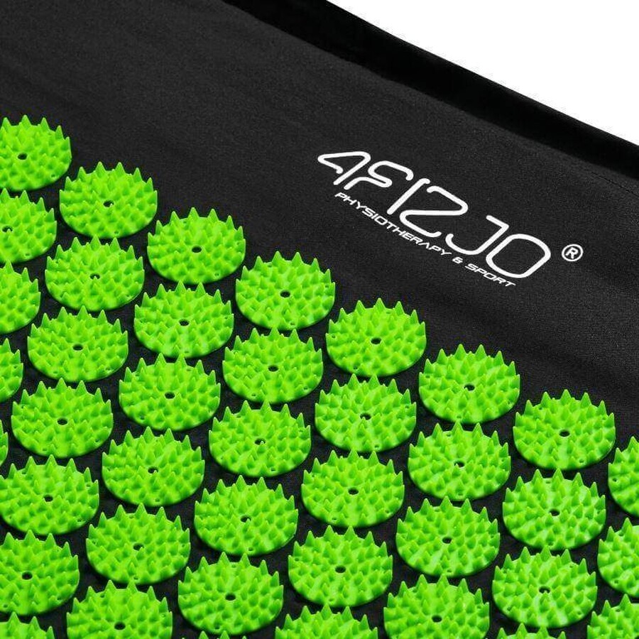 4Fizjo Acupressure Mat, tapis d'acupression avec coussin, 68 cm x 42 cm, noir et vert