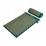 4Fizjo Acupressure Mat, acupuncture mat with cushion, 68 cm x 42 cm, green-gold