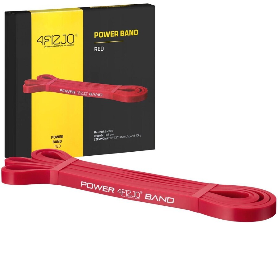 4Fizjo Power Band, banda de resistencia para ejercicio, roja, 6-10 kg