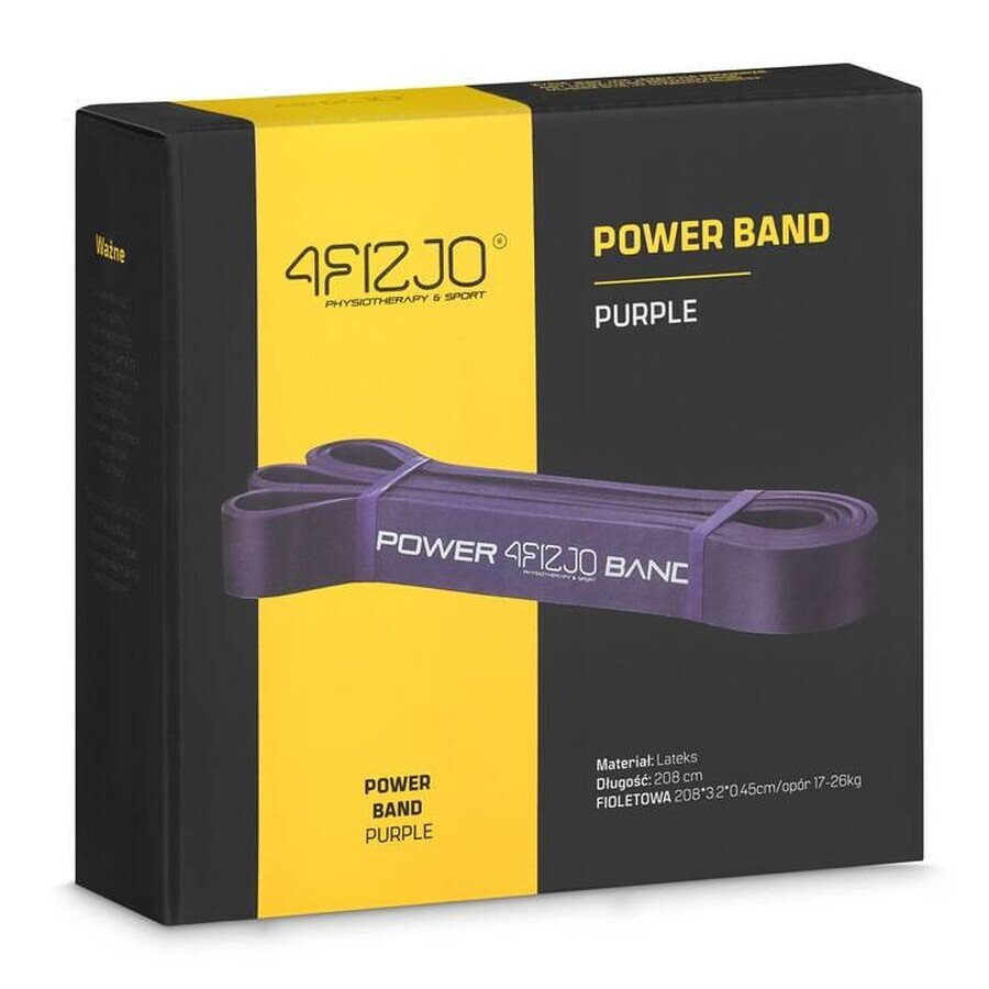 4Fizjo Power Band, bande de résistance pour l'exercice, violet, 17-26 kg