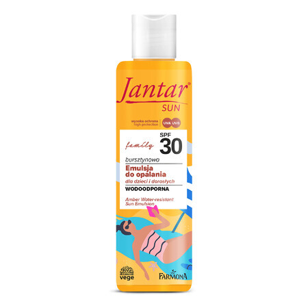 Farmona Jantar Sun, émulsion solaire ambrée pour enfants et adultes, résistante à l'eau, SPF 30, 200 ml