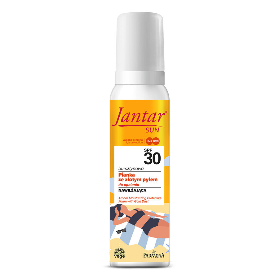 Farmona Jantar Sun, schiuma solare ambrata con polvere d'oro, idratante, SPF 30, 150 ml