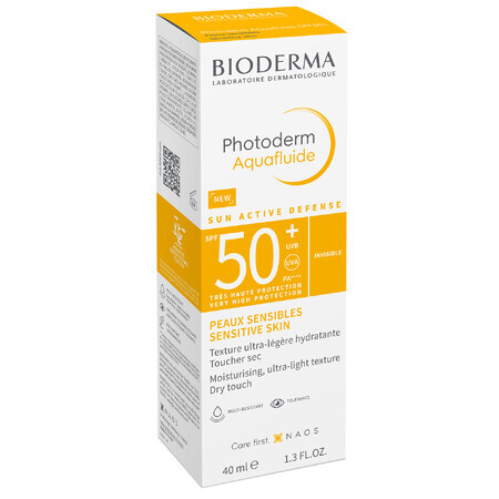 Bioderma Photoderm Aquafluide, fluido protector solar ultraligero para piel normal, incoloro, SPF 50+, 40 ml