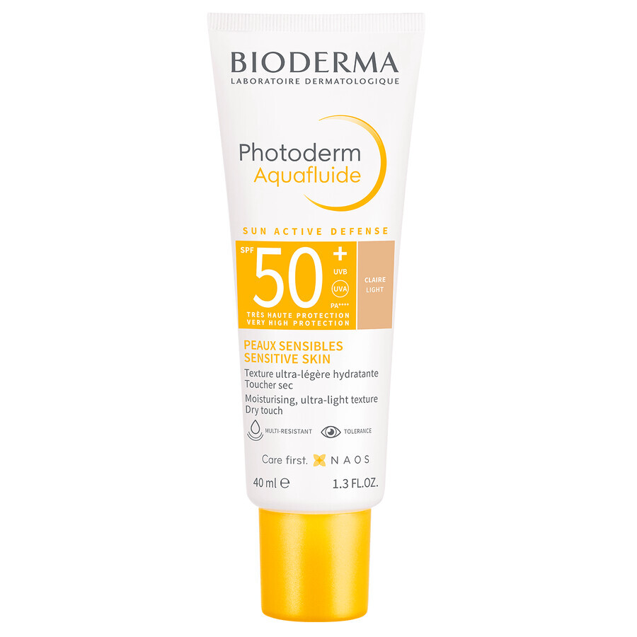 Bioderma Photoderm Aquafluide, crème solaire ultra-légère pour peau normale, légère, SPF 50+, 40 ml