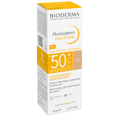 Bioderma Photoderm Aquafluide, crème solaire ultra-légère pour peau normale, légère, SPF 50+, 40 ml