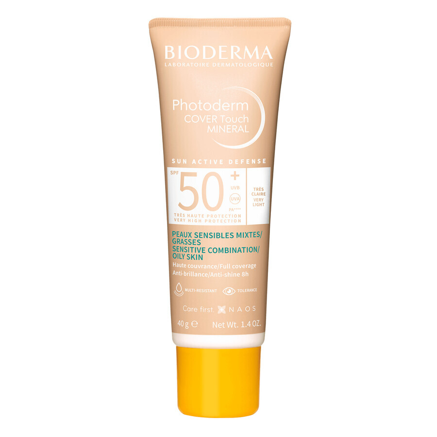 Bioderma Photoderm Cover Touch Mineral, fluide minéral opaque, très léger, SPF 50+, 40 g