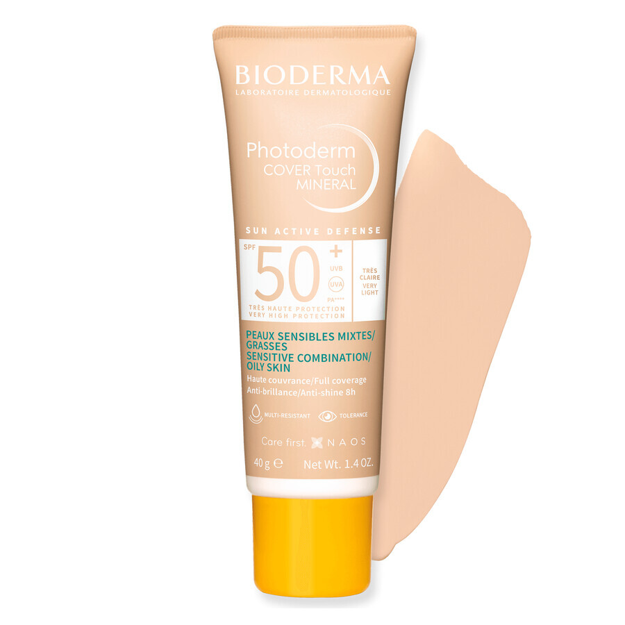 Bioderma Photoderm Cover Touch Mineral, fluide minéral opaque, très léger, SPF 50+, 40 g