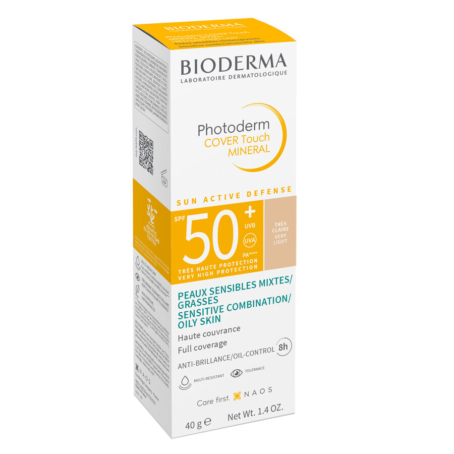 Bioderma Photoderm Cover Touch Mineral, fluide minéral opaque, très léger, SPF 50+, 40 g