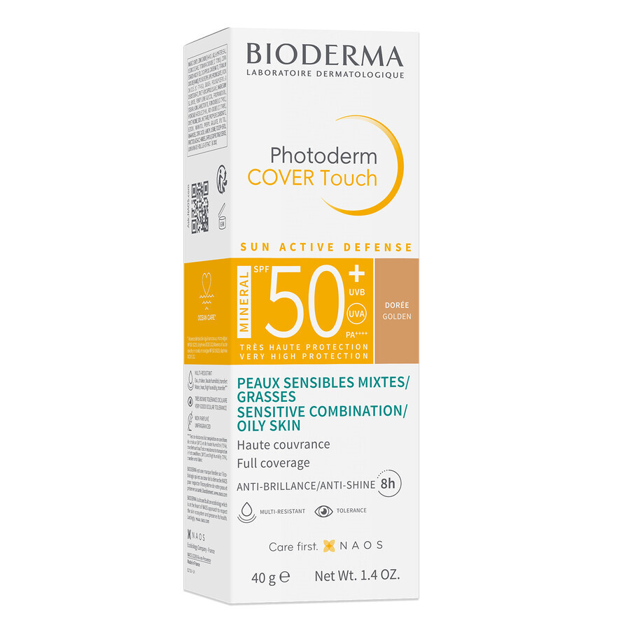 Bioderma Photoderm Cover Touch Mineral, fluide minéral opaque, foncé, SPF 50+, 40 g