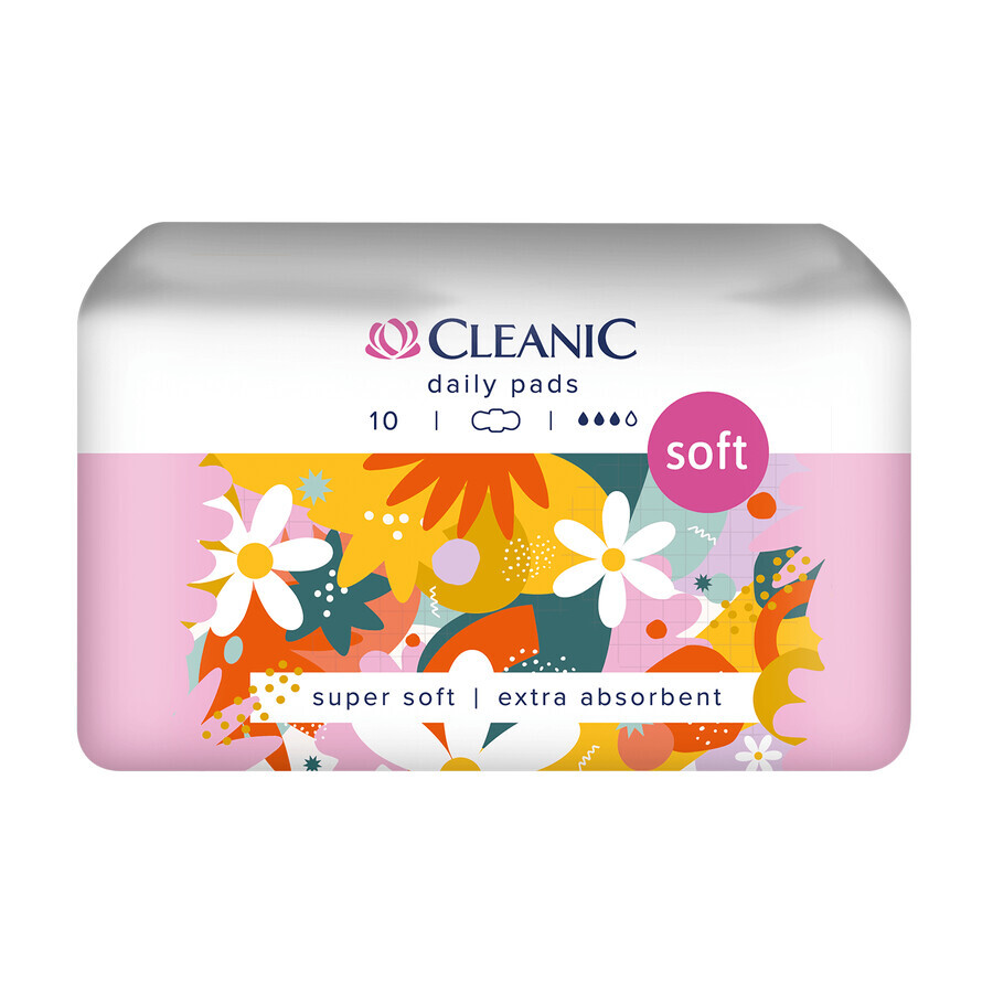 Cleanic Soft, serviettes hygiéniques, avec ailettes, Day, 10 pièces