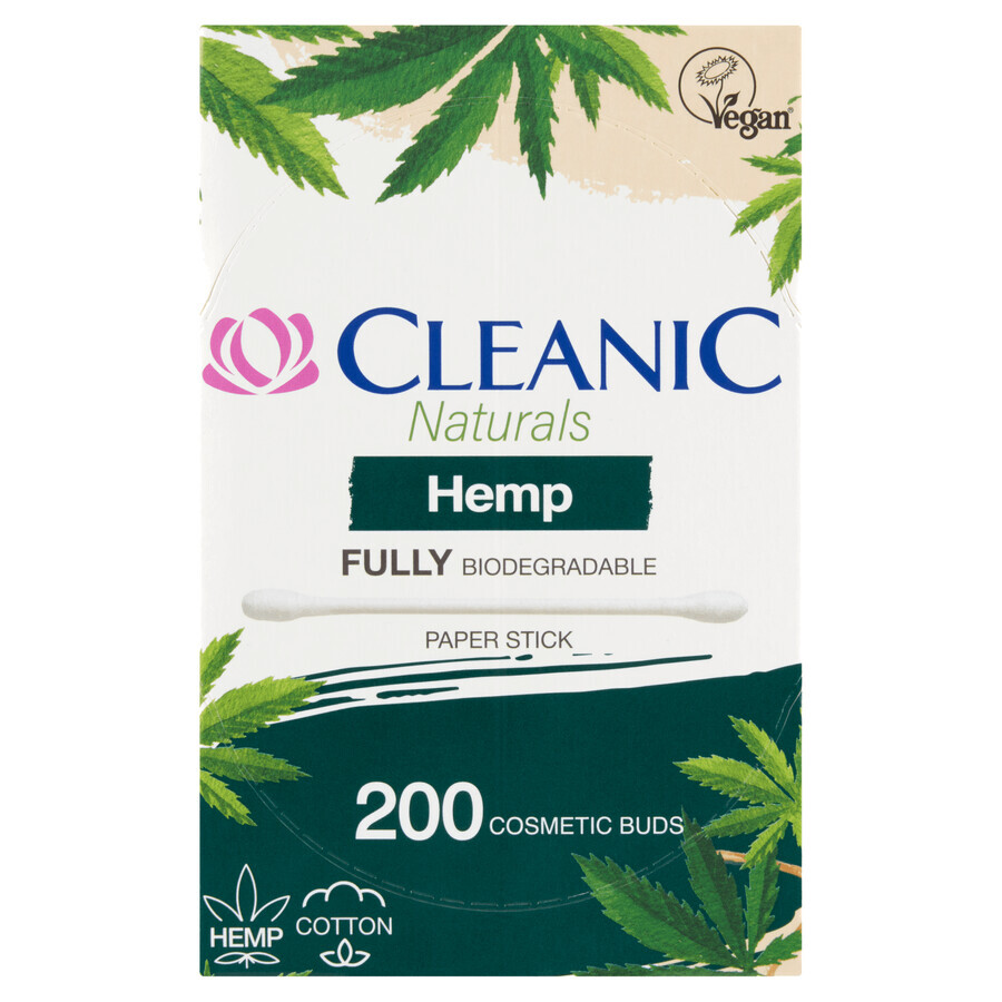 Cleanic Naturals Hemp, cotton fioc con cotone e olio di canapa, 200 pezzi