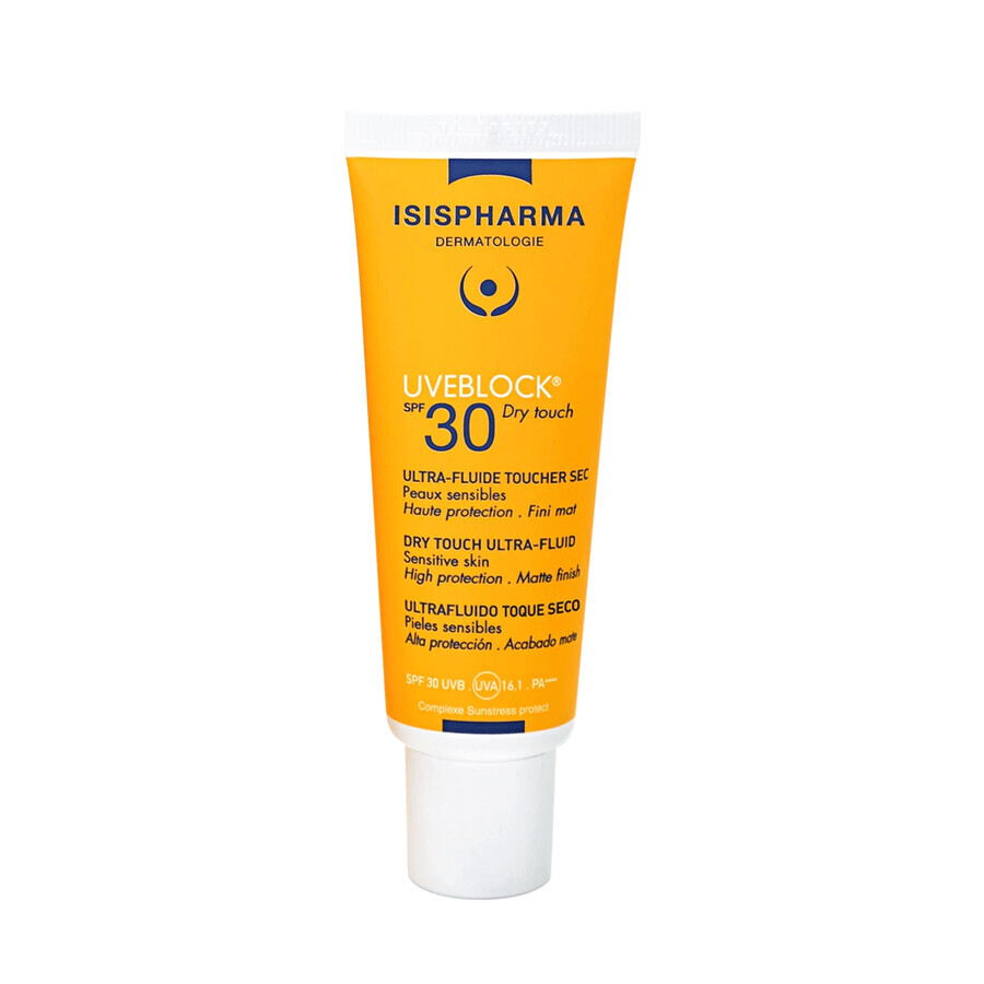 IsisPharma Uveblock Dry Touch, fluid protector ultra-ușor, SPF 30, 40 ml