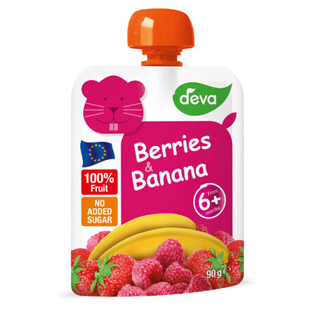 Deva Mousse de fructe, fructe de pădure și banane, după 6 luni, 90 g