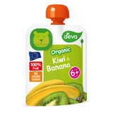 Deva Organic Bio mousse de frutas en tubo, kiwi y plátano, después de 6 meses, 90 g