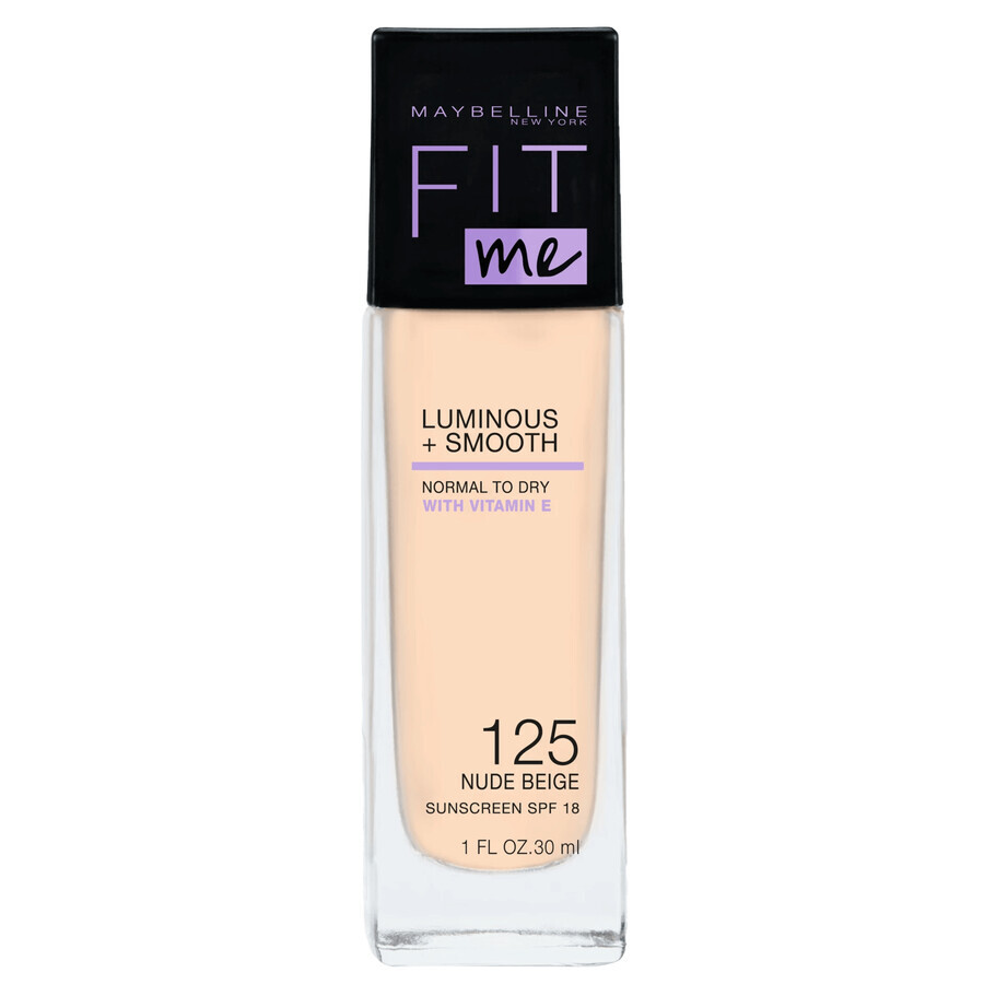 ¡Maybelline me queda bien! Base de maquillaje iluminadora Luminous and Smooth, nº 125 Nude, 30 ml.