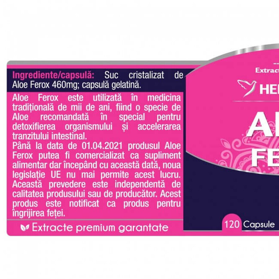 Aloe Ferox, 2 x 120 capsules, Herbagetica